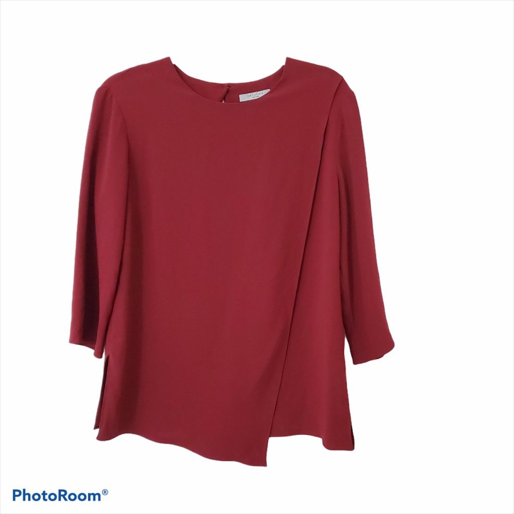 M.M. Lafleur Bourgeois Top Blouse Red Wrap Small